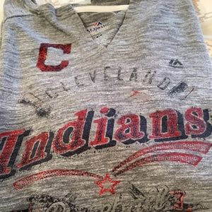 Ladies Majestic sparkle Cleveland INDIANS shirt